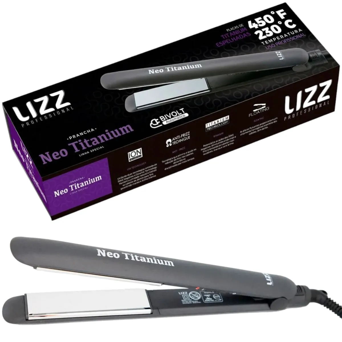 1779820151850-qy0hmvxdknd.webp Prancha Alisadora e Modeladora Lizz Titanium Bivolt - Imagem 1