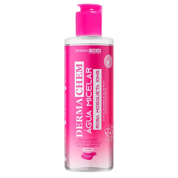 Água Micelar Rosa Mosqueta Íons Demaquilante Dermachem 250ml