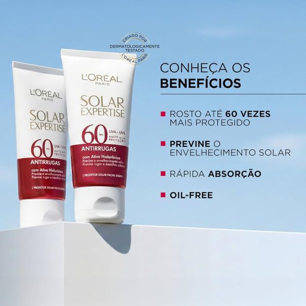 Protetor Solar Facial Creme Antirrugas FPS 60 L'Oreal Solar Expertise
